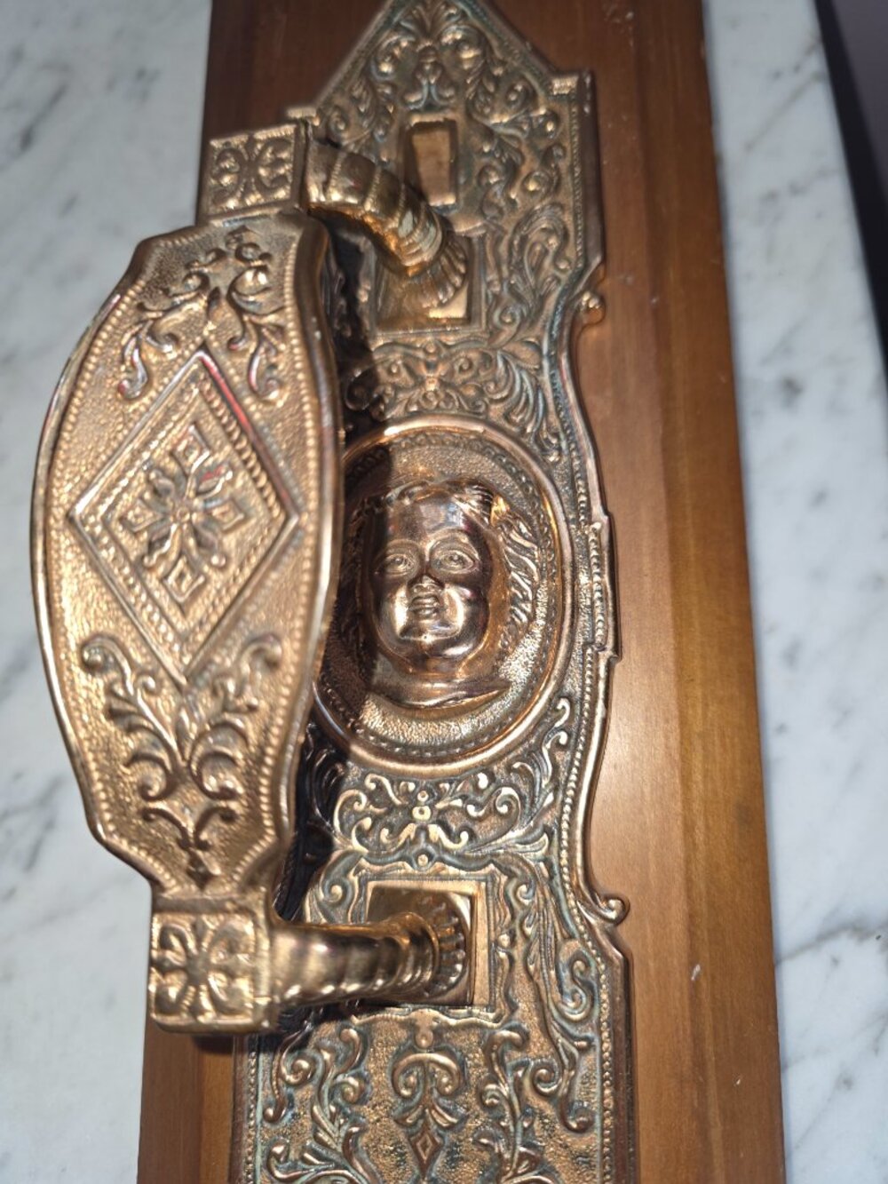 Vintage Victorian Ornate Brass Cherub Door Hardware Architectural Wall Decor - Picture 6 of 10